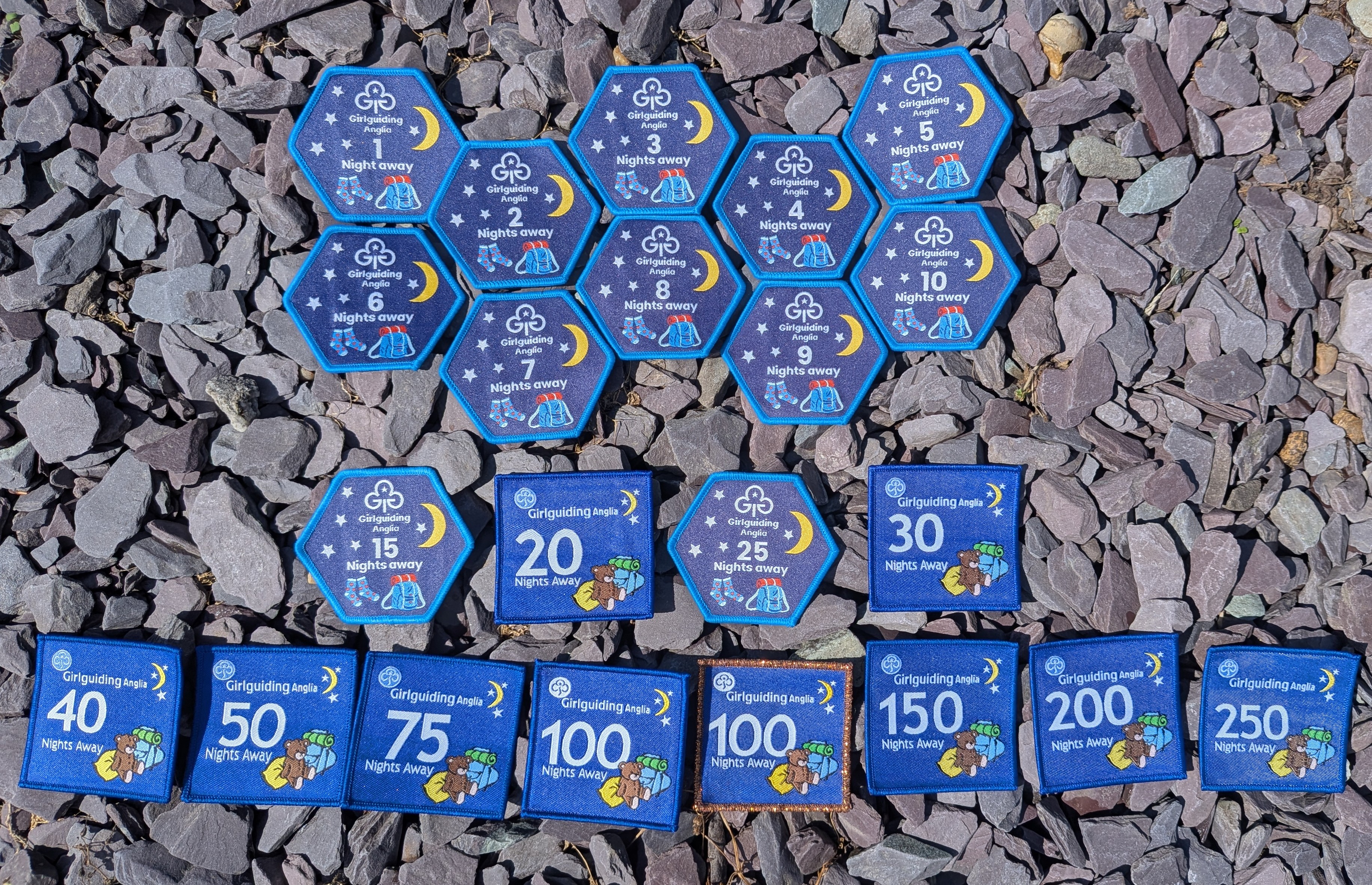 Girlguiding Anglia nights away badges
