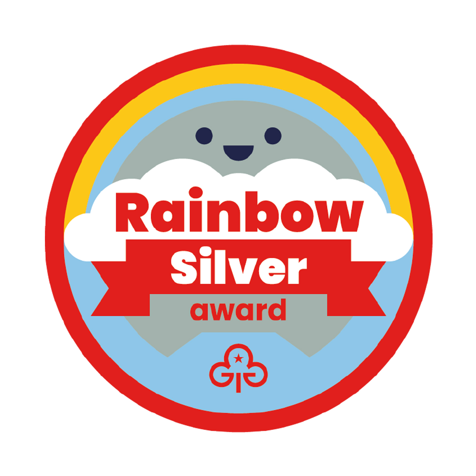 Rainbows silver award woven badge