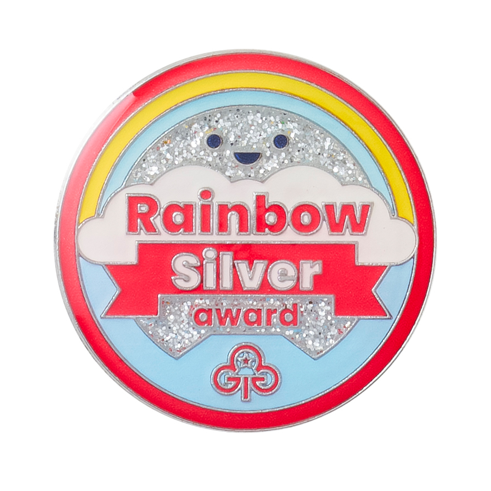Rainbows silver award metal badge