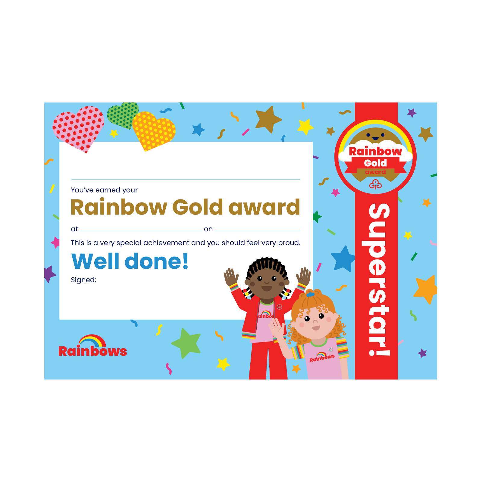 Rainbows gold award certificate