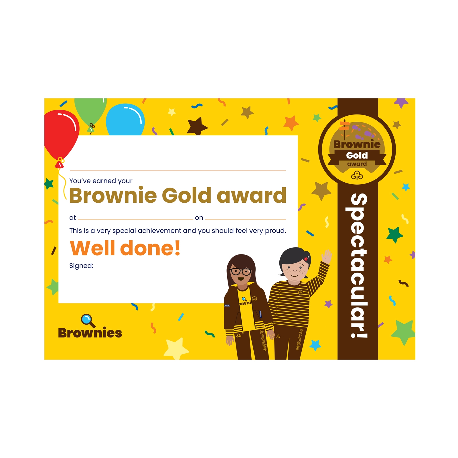 Brownies gold award certificate