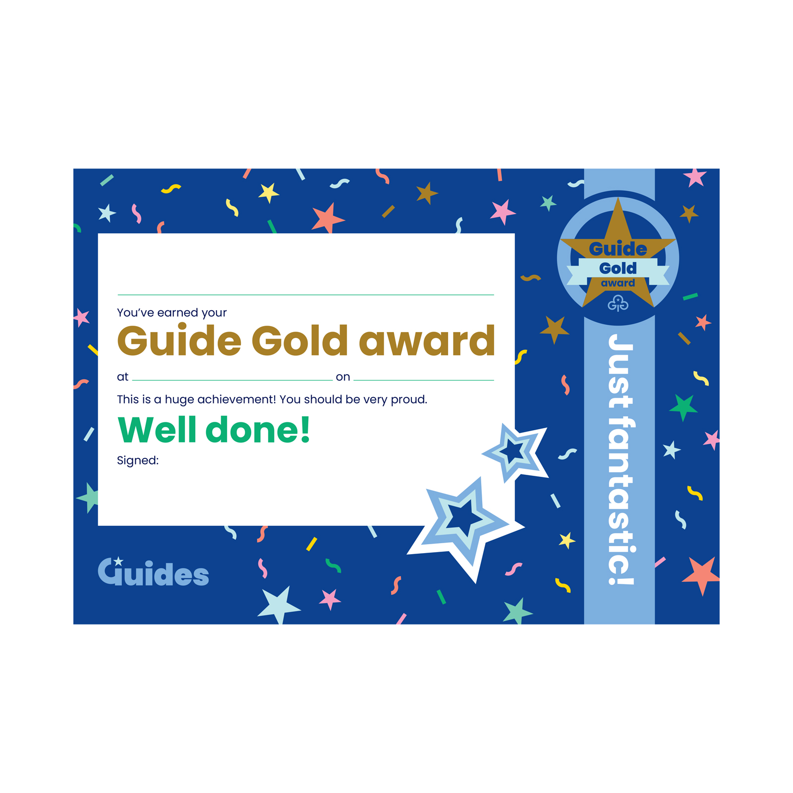Guides gold award certificate