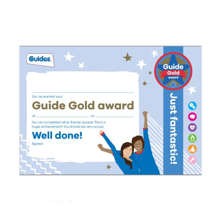 Guides gold award certificate - Girlguiding Anglia