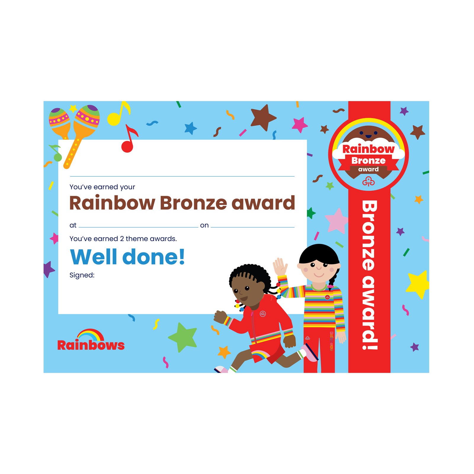 Rainbows bronze award certificate