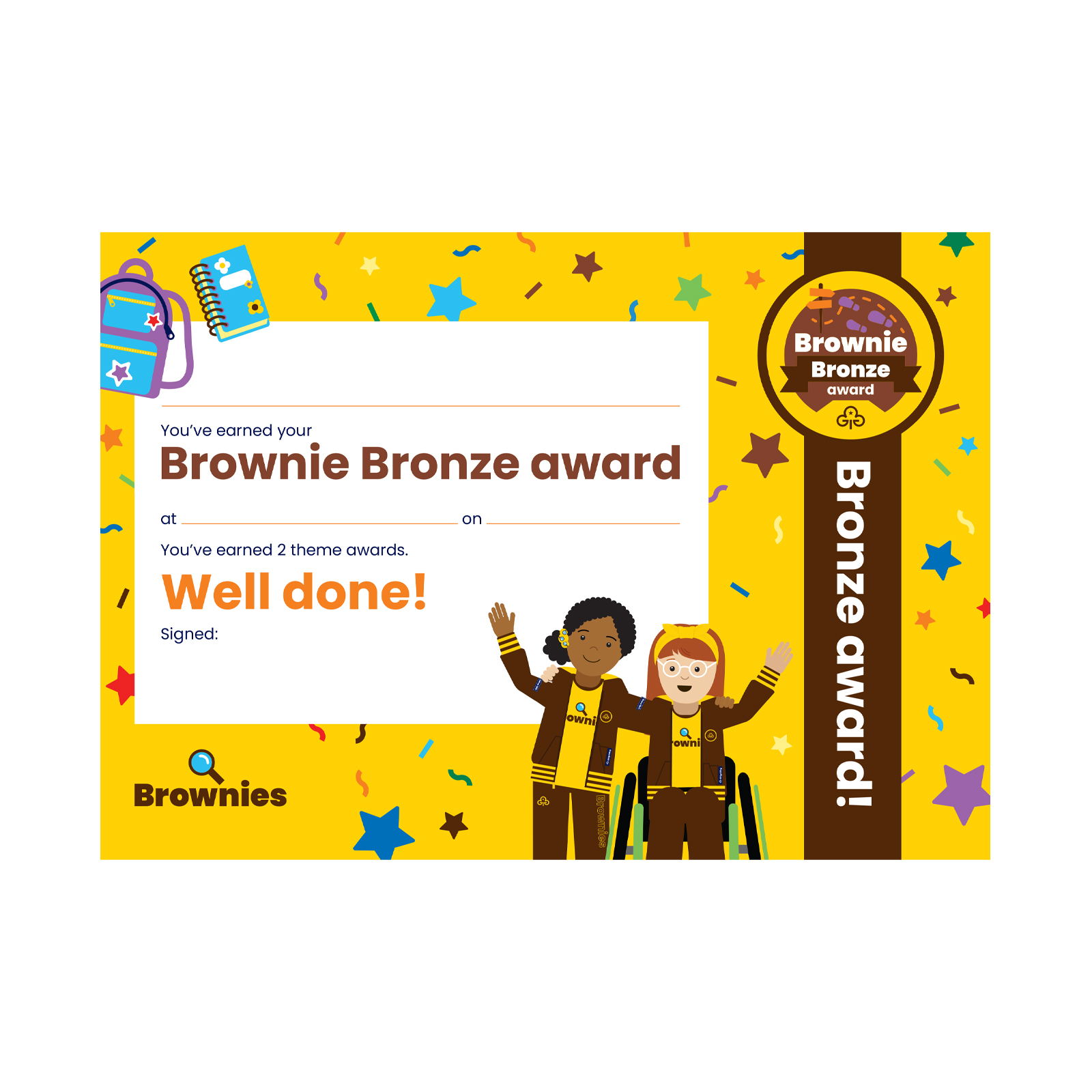 Brownies bronze award certificate