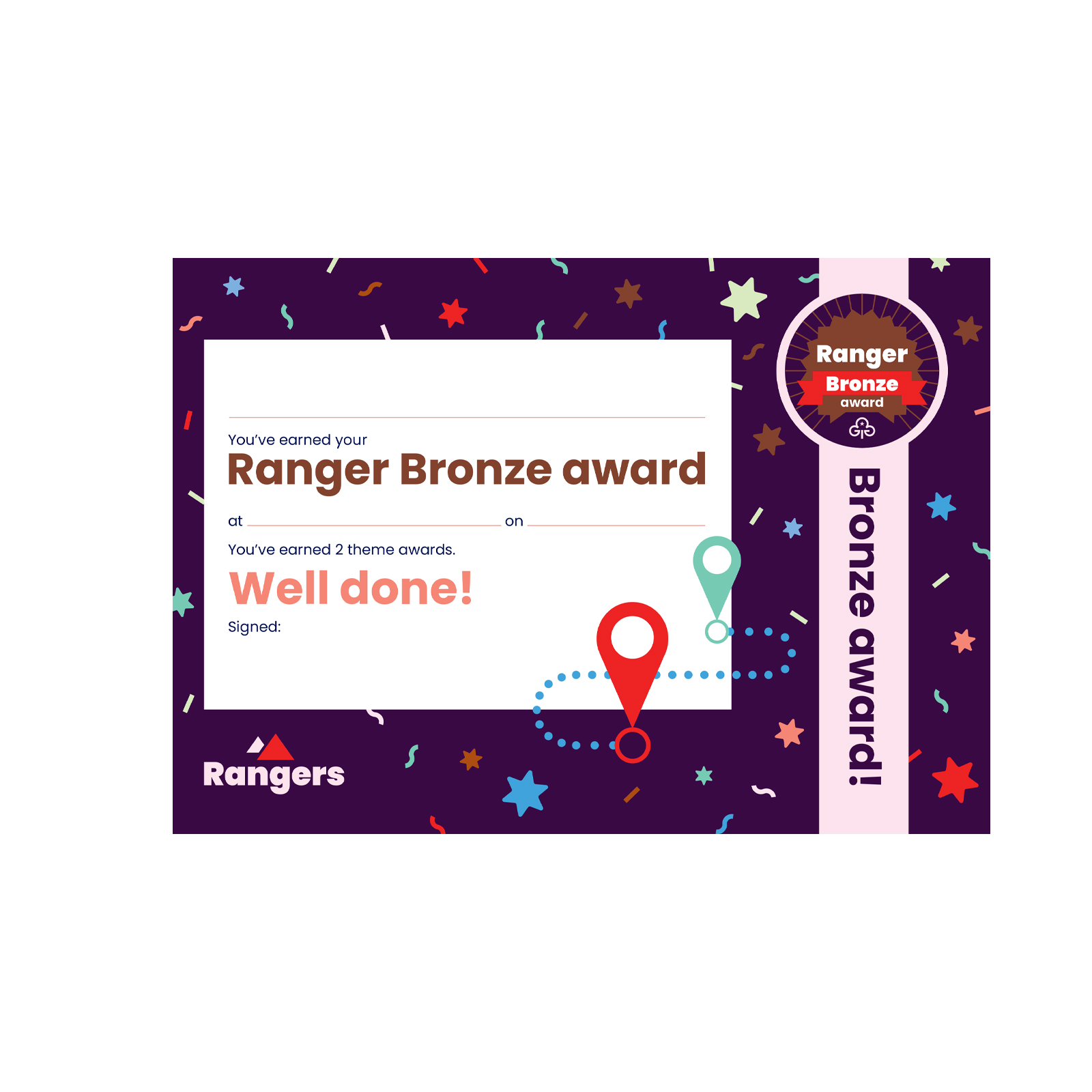Rangers bronze award certificate